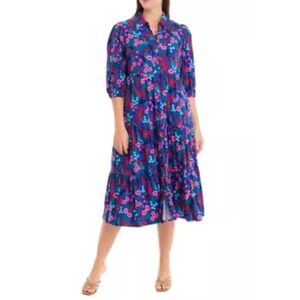 Crown & Ivy™
Women's 3/4 Sleeve Midi Challis Shirtdress🌺🌺🌺